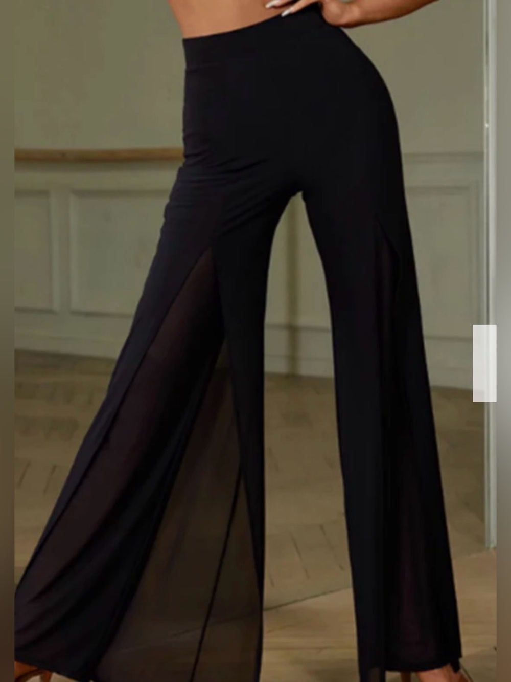 Z Women's High Waist Pants Latin Dance Wear Training Performance  black Pants M